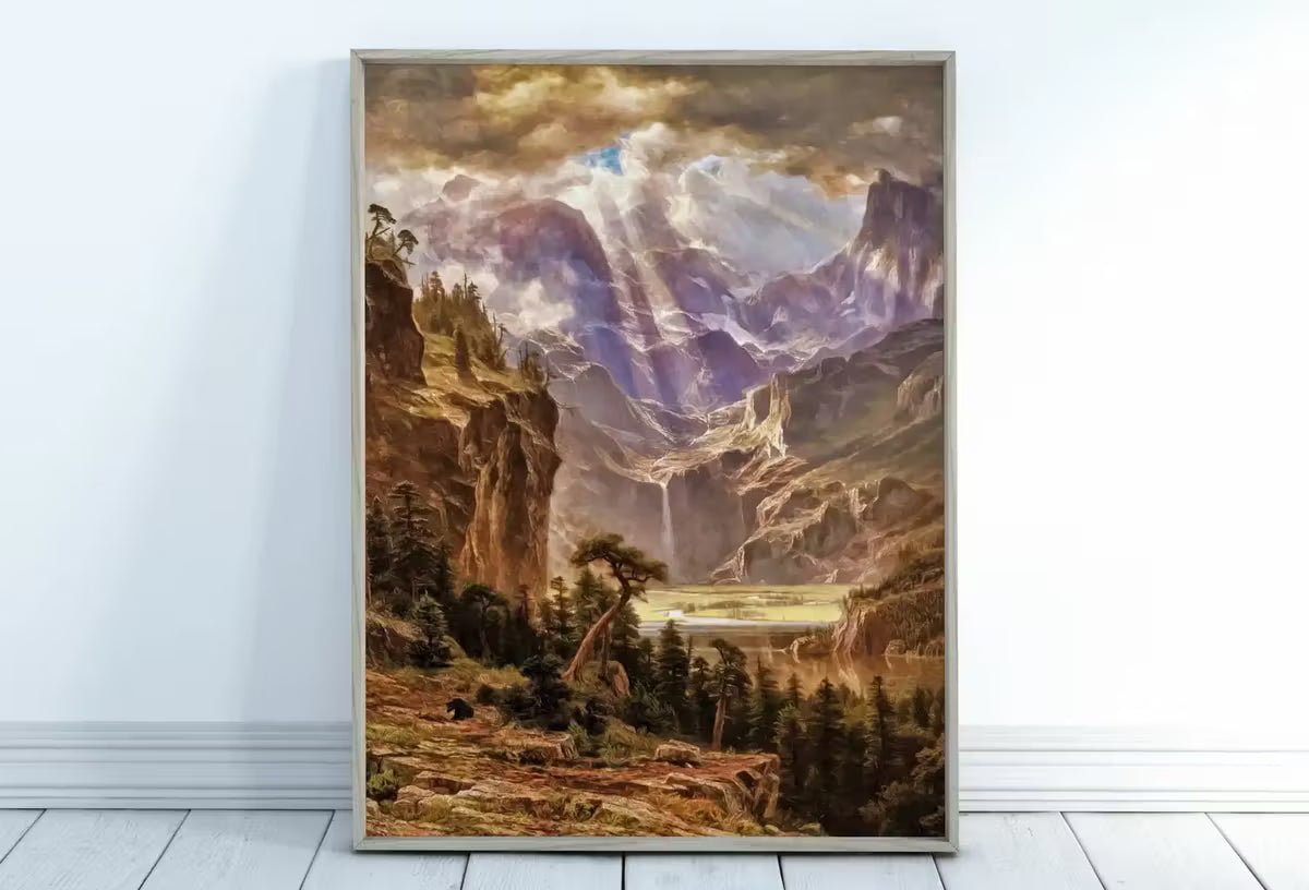 Rocky Mountains Sunset With Sun Rays Painting, Colorful Printable Wall Art, Home or Office Decor, Nature Print Digital Art Instant Download – Printable Wall Art Set