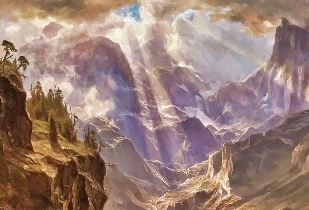 Rocky Mountains Sunset With Sun Rays Painting, Colorful Printable Wall Art, Home or Office Decor, Nature Print Digital Art Instant Download – Printable Wall Art Set