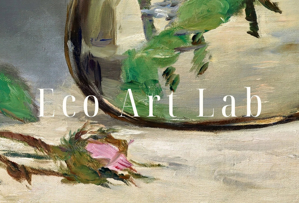 Detail view of artwork from Roses in Vase Painting, Famous Édouard Manet Art Print. Instant Download Printable Manet Fine Art. Vintage Still Life Pink Roses Painting. (variation 1)