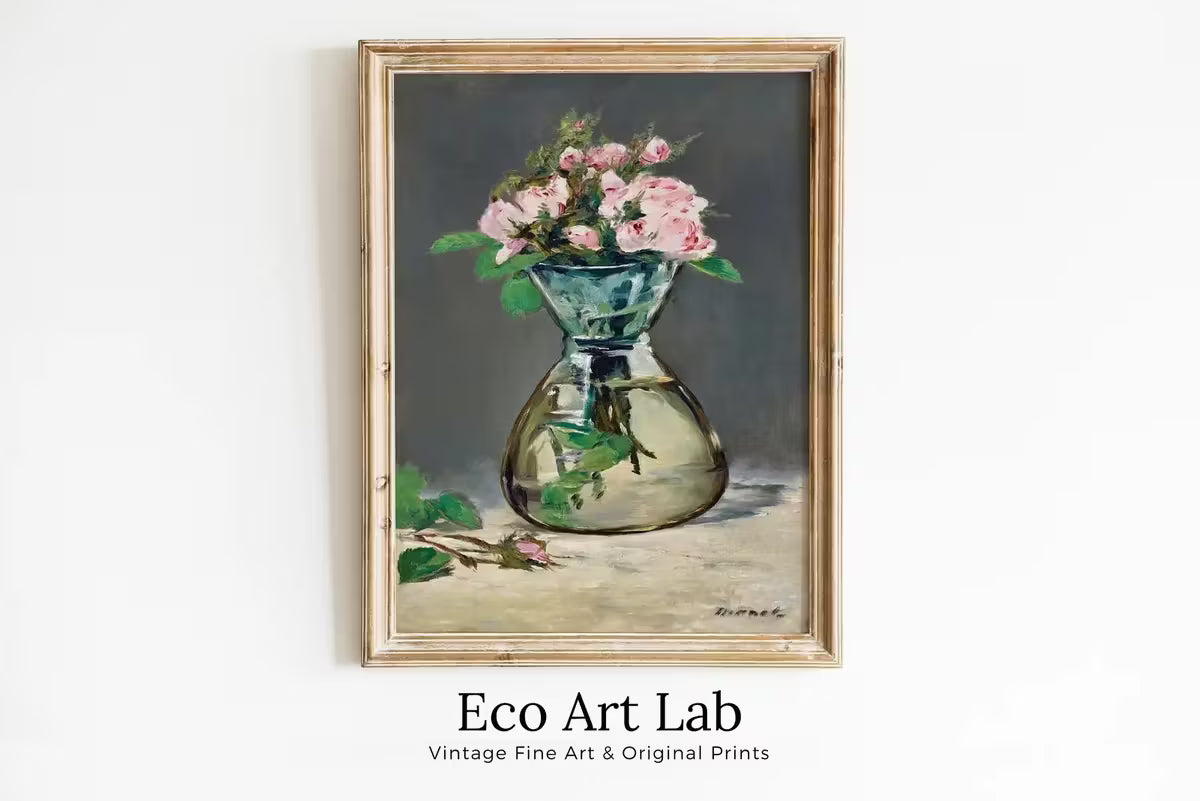 Roses in Vase Painting, Famous Édouard Manet Art Print. Instant Download Printable Manet Fine Art. Vintage Still Life Pink Roses Painting – Printable Wall Art