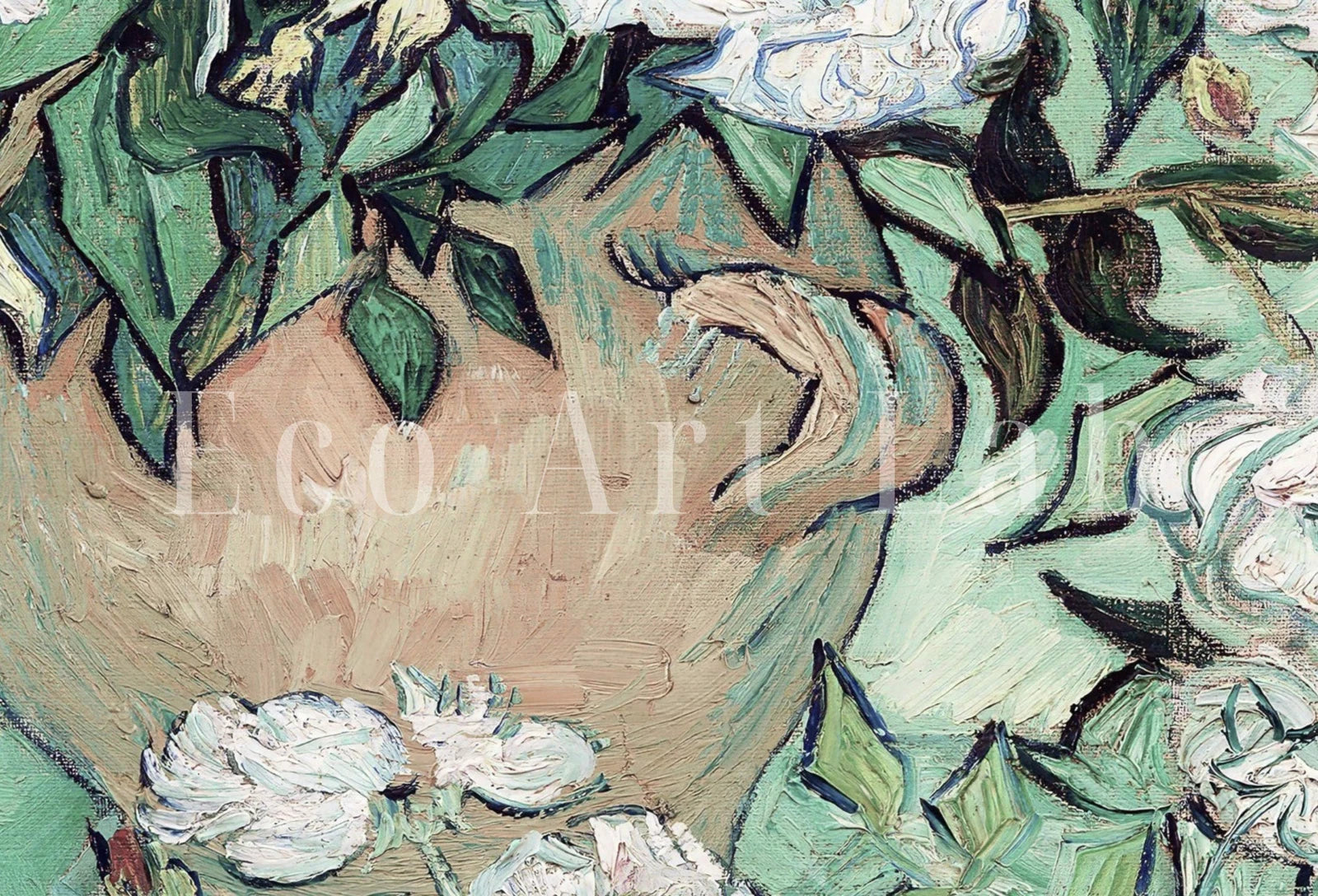 Peinture de Roses par Vincent van Gogh : Une œuvre de nature morte neutre avec des roses. Téléchargement instantané.