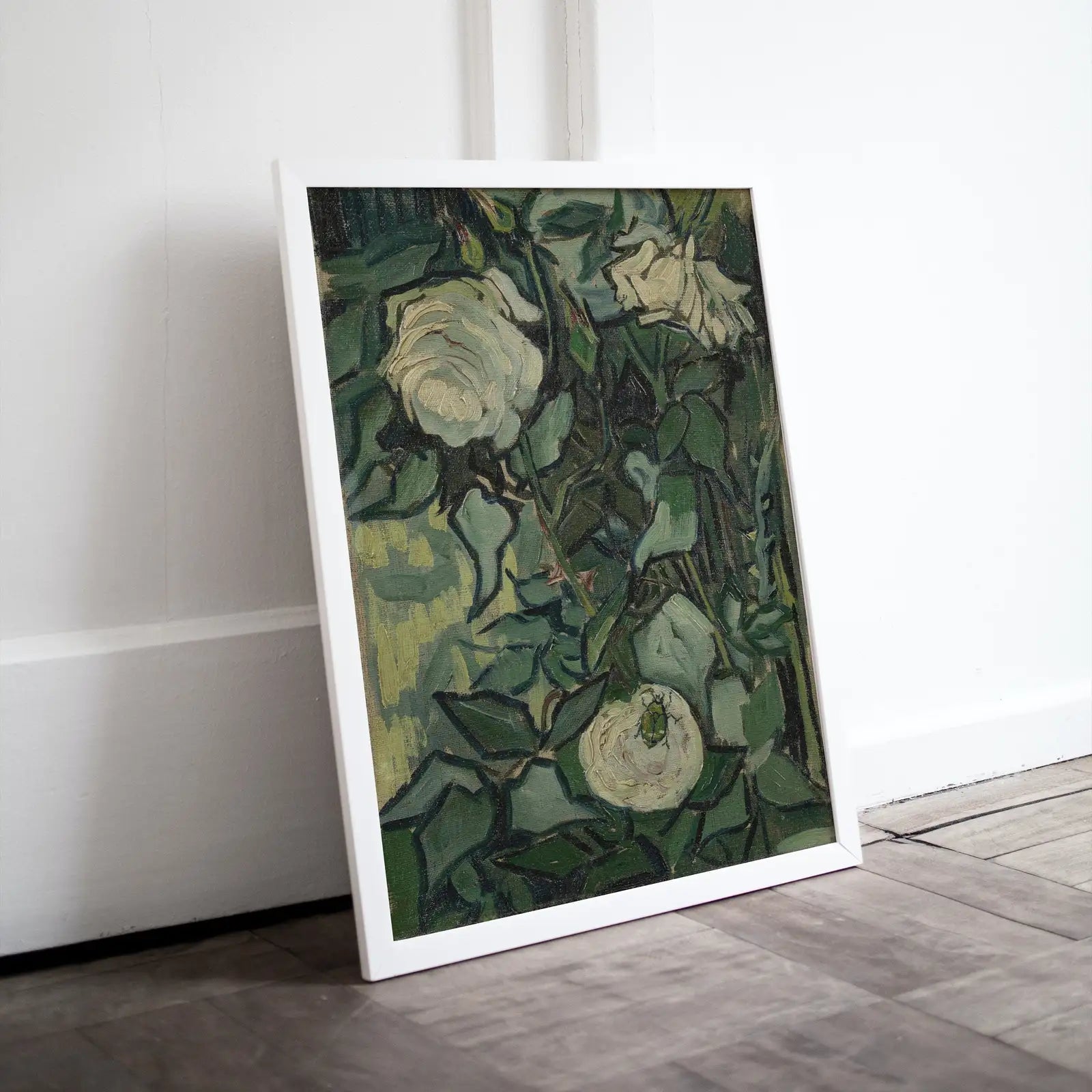 Tableau de roses célèbre de Van Gogh. Art de jardin de Van Gogh imprimable. Art botanique vintage. Tableau de roses blanches.