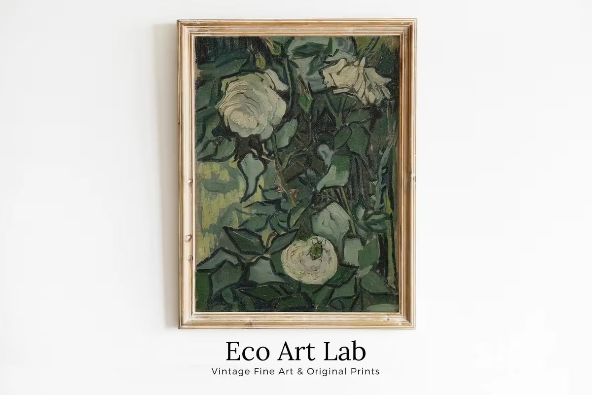 Roses Painting Famous van Gogh Art Print. Instant Download Printable Garden van Gogh Fine Art. Vintage Botanical Art. White Roses Painting. – Printable Wall Art
