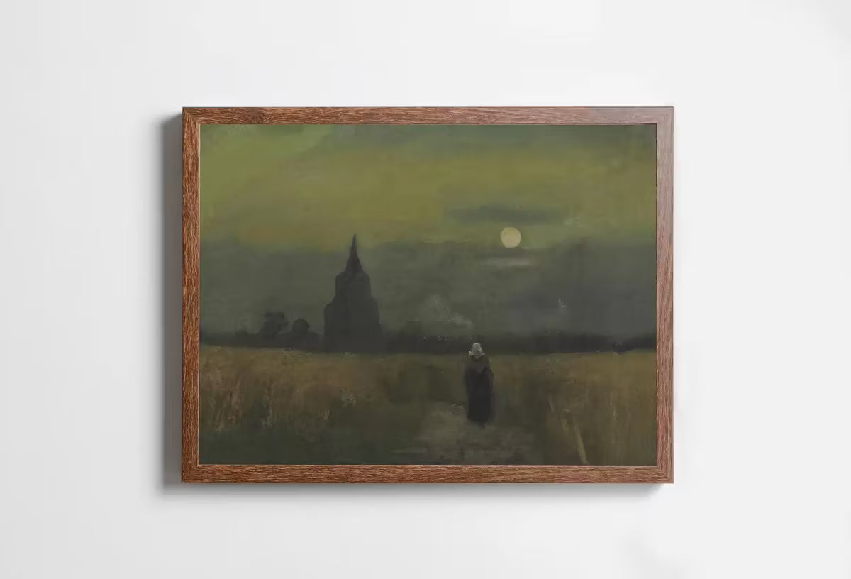 Rustic Moody Vintage Landscape Painting. Vincent van Gogh The old Tower in the Fields Famous Painting. Printable Wall Art.  – Printable Wall Art