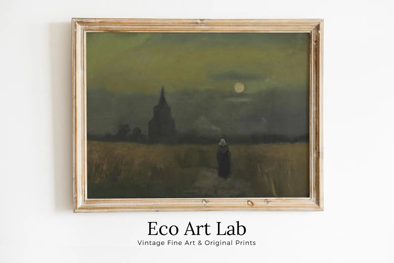 Paysage rustique et mélancolique. Peinture vintage de Vincent van Gogh. La vieille tour dans les champs, célèbre peinture. Impression murale imprimable. Téléchargement numérique.