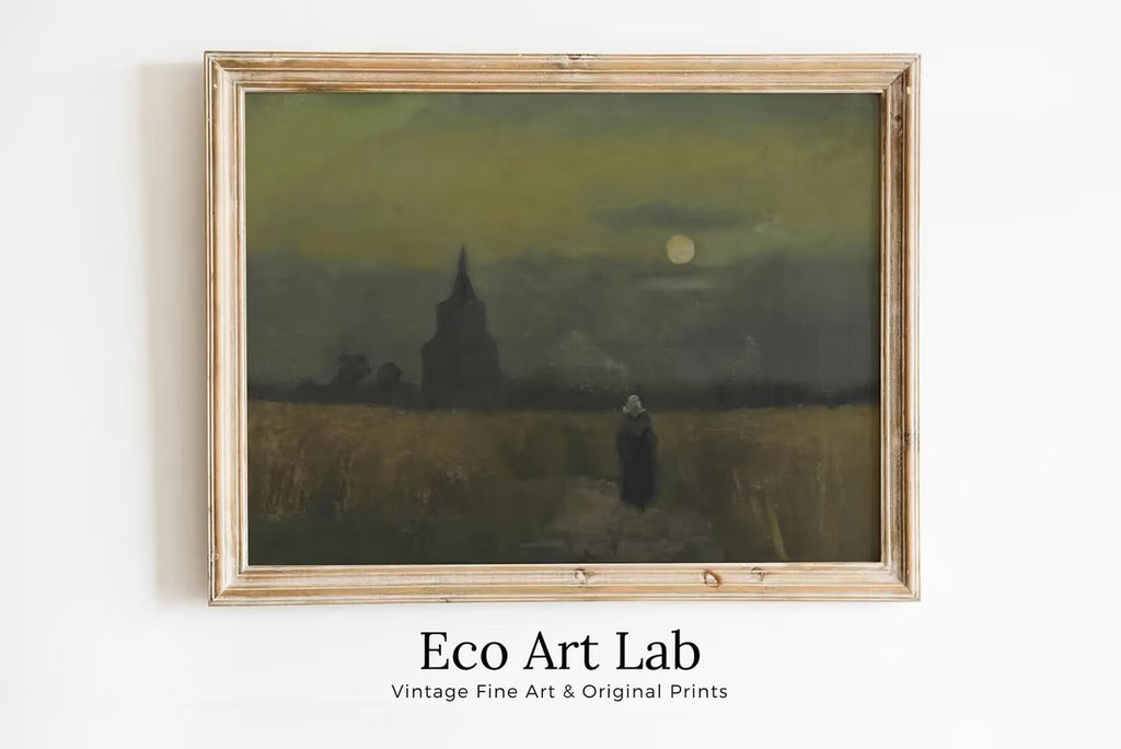 Rustic Moody Vintage Landscape Painting. Vincent van Gogh The old Tower in the Fields Famous Painting. Printable Wall Art.  – Printable Wall Art