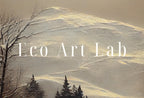 Detail view of artwork from Rustic Winter Painting. Vintage Snowy Road and Mountain Landscape Art Print. Muted Winter Landscape Painting. Printable Digital Download. (variation 1)
