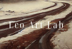Detail view of artwork from Rustic Winter Painting. Vintage Snowy Road and Mountain Landscape Art Print. Muted Winter Landscape Painting. Printable Digital Download. (variation 2)