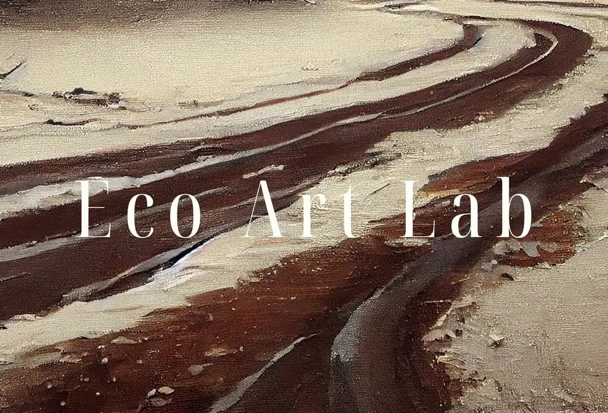 Rustic Winter Painting. Vintage Snowy Road and Mountain Landscape Art Print. Muted Winter Landscape Painting. Printable  – Printable Wall Art