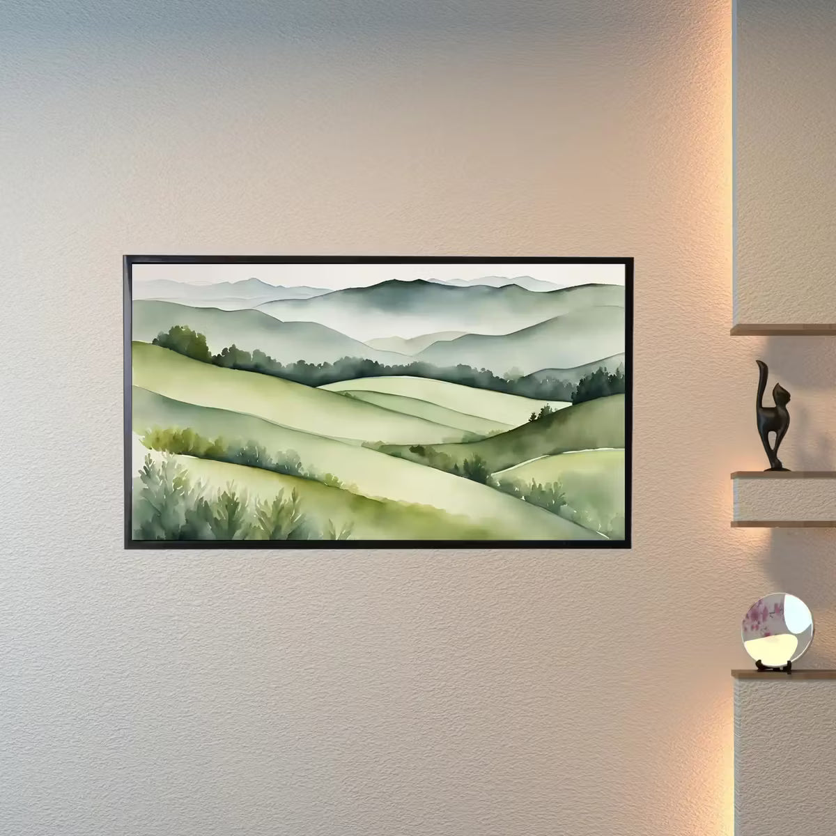 Sage Green Art For Frame TV. Countryside Decor For Samsung Frame TV. Watercolor Home Design For Frame TV 4K. – Frame TV  Art