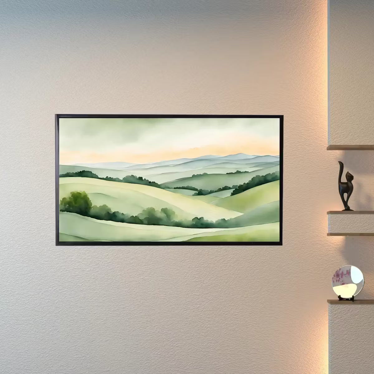 Sage Green Art For Frame TV. Hills Landscape Watercolor Decor. Minimalist Home Rustic Aesthetic. – Frame TV  Art