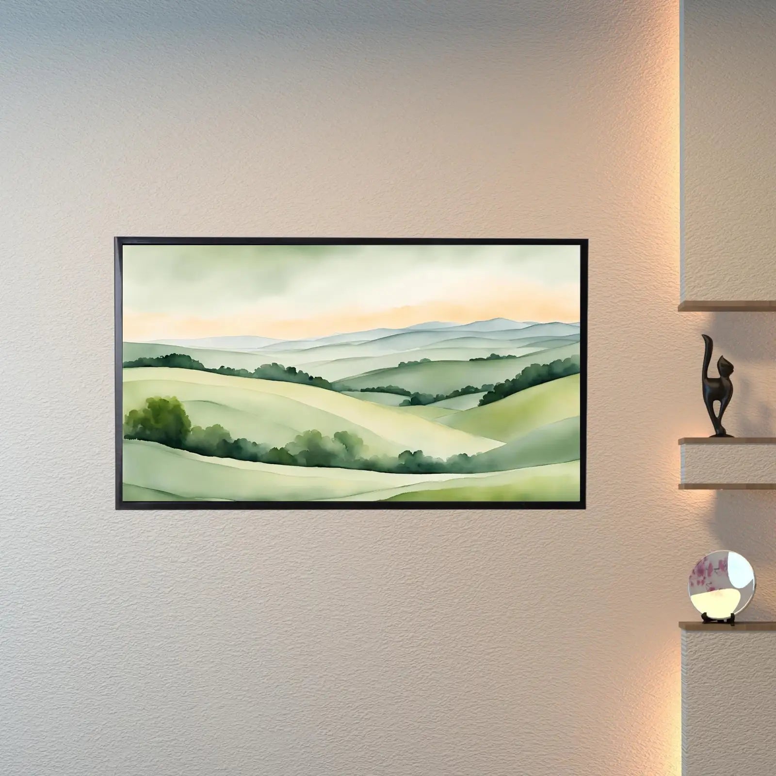 Sage Green Art For Frame TV. Hills Landscape Watercolor Decor. Minimalist Home Rustic Aesthetic. – Frame TV Digital Download Art – Digital Download