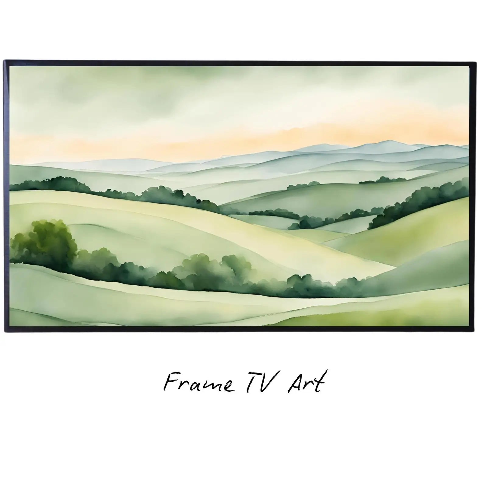 Sage Green Art For Frame TV. Hills Landscape Watercolor Decor. Minimalist Home Rustic Aesthetic. – Frame TV Digital Download Art – Digital Download