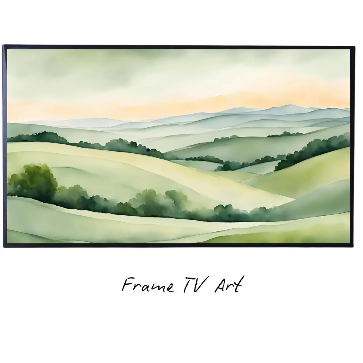 Sage Green Art For Frame TV. Hills Landscape Watercolor Decor. Minimalist Home Rustic Aesthetic. – Frame TV  Art