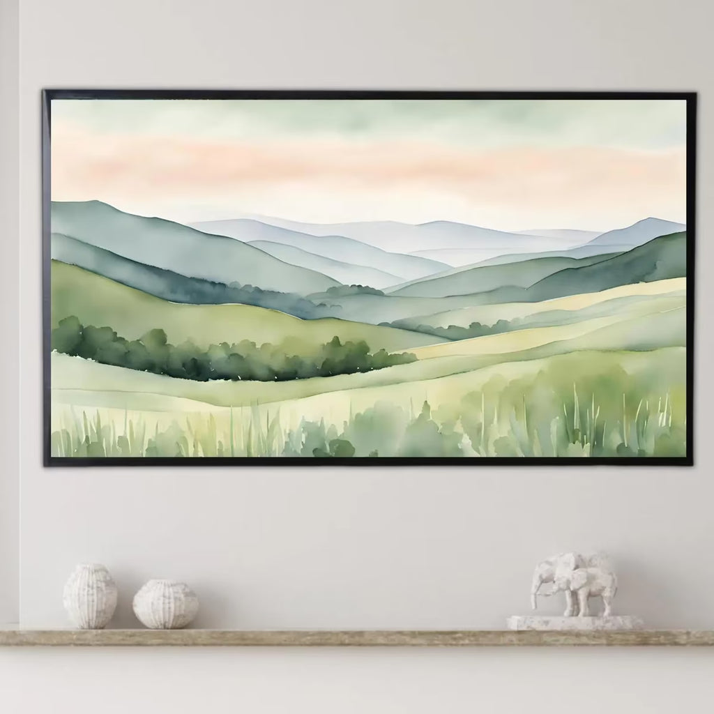 Sage Green Art For Frame TV I Countryside Decor For Samsung Frame TV I Minimalist Home 4K Wall Art – Frame TV  Art