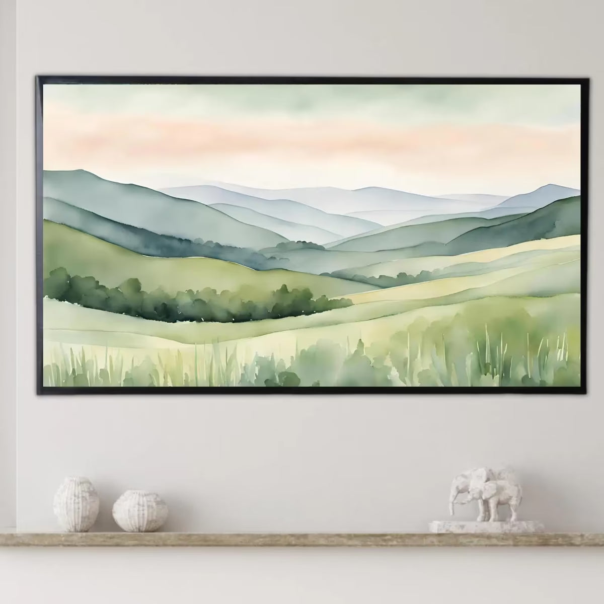 Sage Green Art For Frame TV I Countryside Decor For Samsung Frame TV I Minimalist Home 4K Wall Art – Frame TV  Art