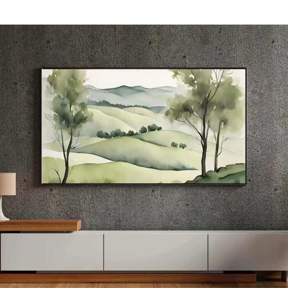Sage Green Art For Frame TV I Landscape Decor For Samsung Frame TV I Watercolor Artwork For Modern Home Decor – Frame TV  Art
