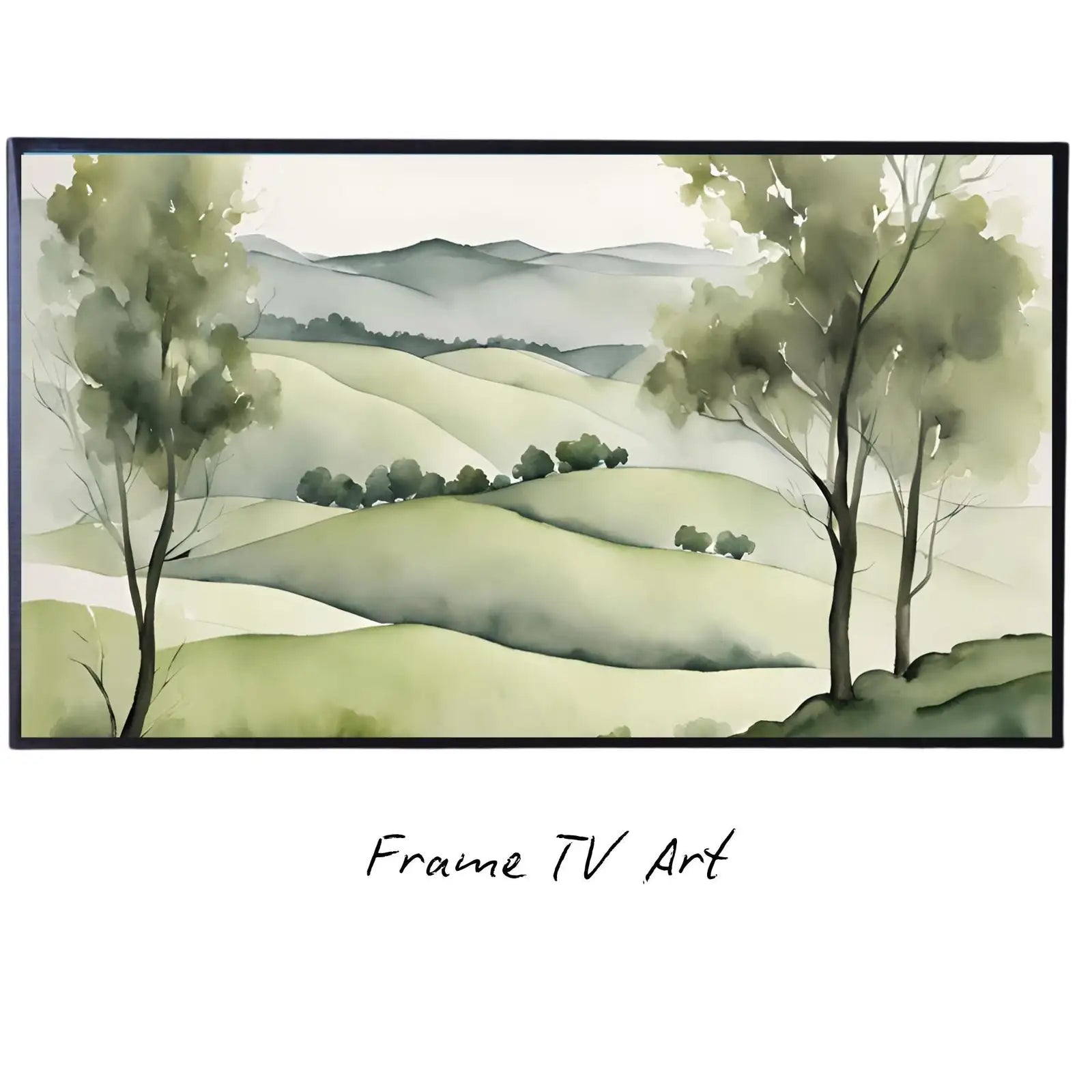 Sage Green Art For Frame TV I Landscape Decor For Samsung Frame TV I Watercolor Artwork For Modern Home Decor – Frame TV Digital Download Art – Digital Download