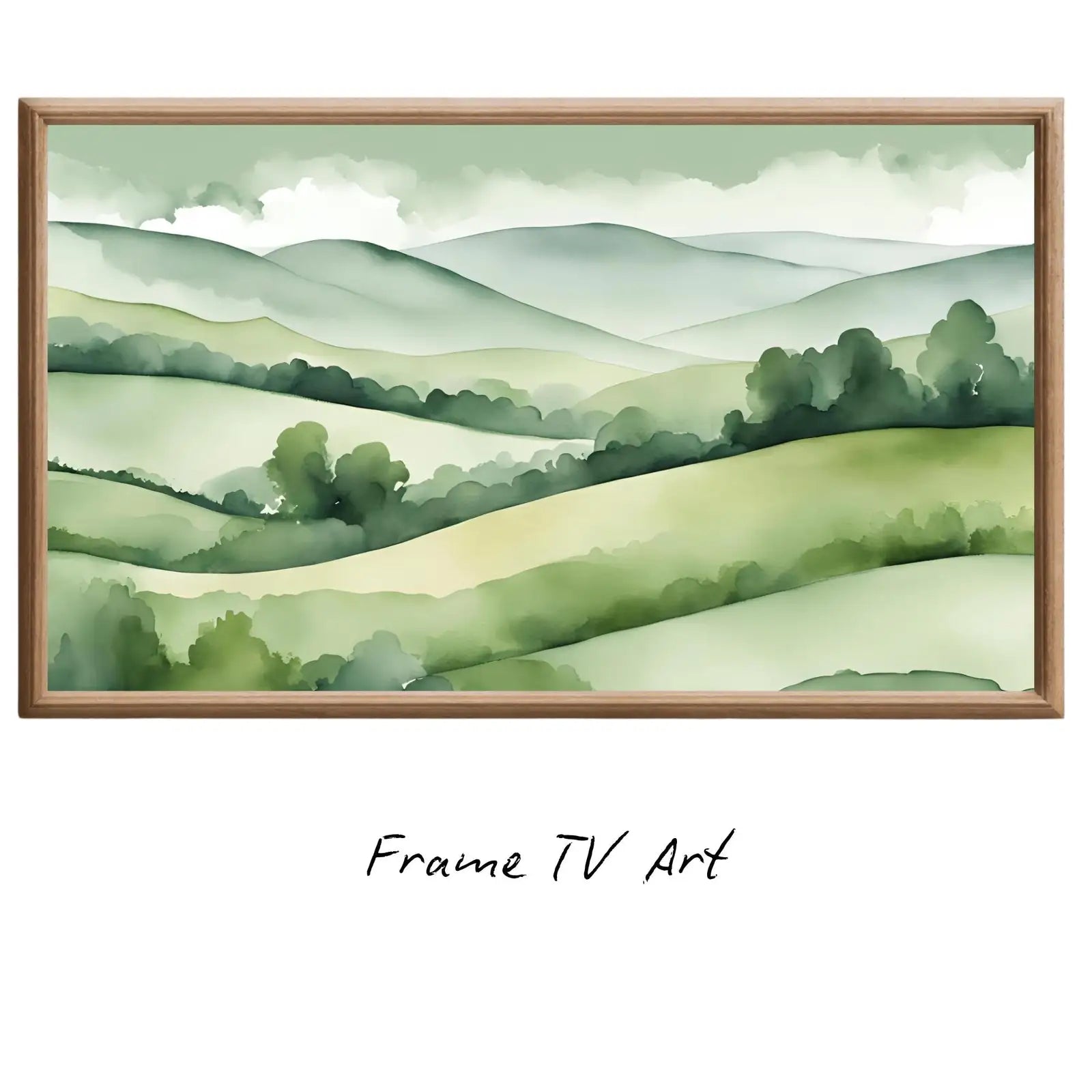 Sage Green Art For Frame TV. Mountains Decor Watercolor Artwork. Hills Landscape Modern Aesthetics For Home Display. – Frame TV Digital Download Art – Digital Download