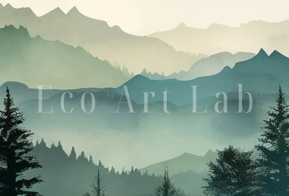 Sage Green Mountain 3 Piece Wall Art | Watercolor Mountain Landscape | Abstract Nature Printable | Modern Minimal Decor | Pine Forest – Printable Wall Art Digital Download