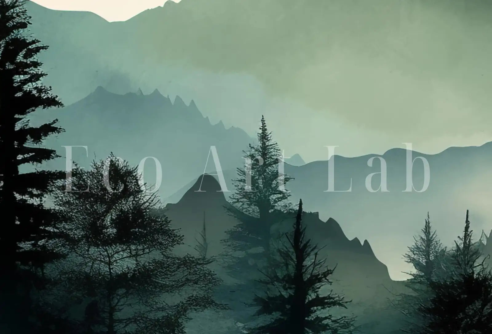 Sage Green Mountain 3 Piece Wall Art | Watercolor Mountain Landscape | Abstract Nature Printable | Modern Minimal Decor | Pine Forest – Printable Wall Art Digital Download