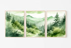 Sage Green Mountain Forest 3 Piece Wall Art. Watercolor Mountain Triptych Printable Painting.  – Printable Wall Art