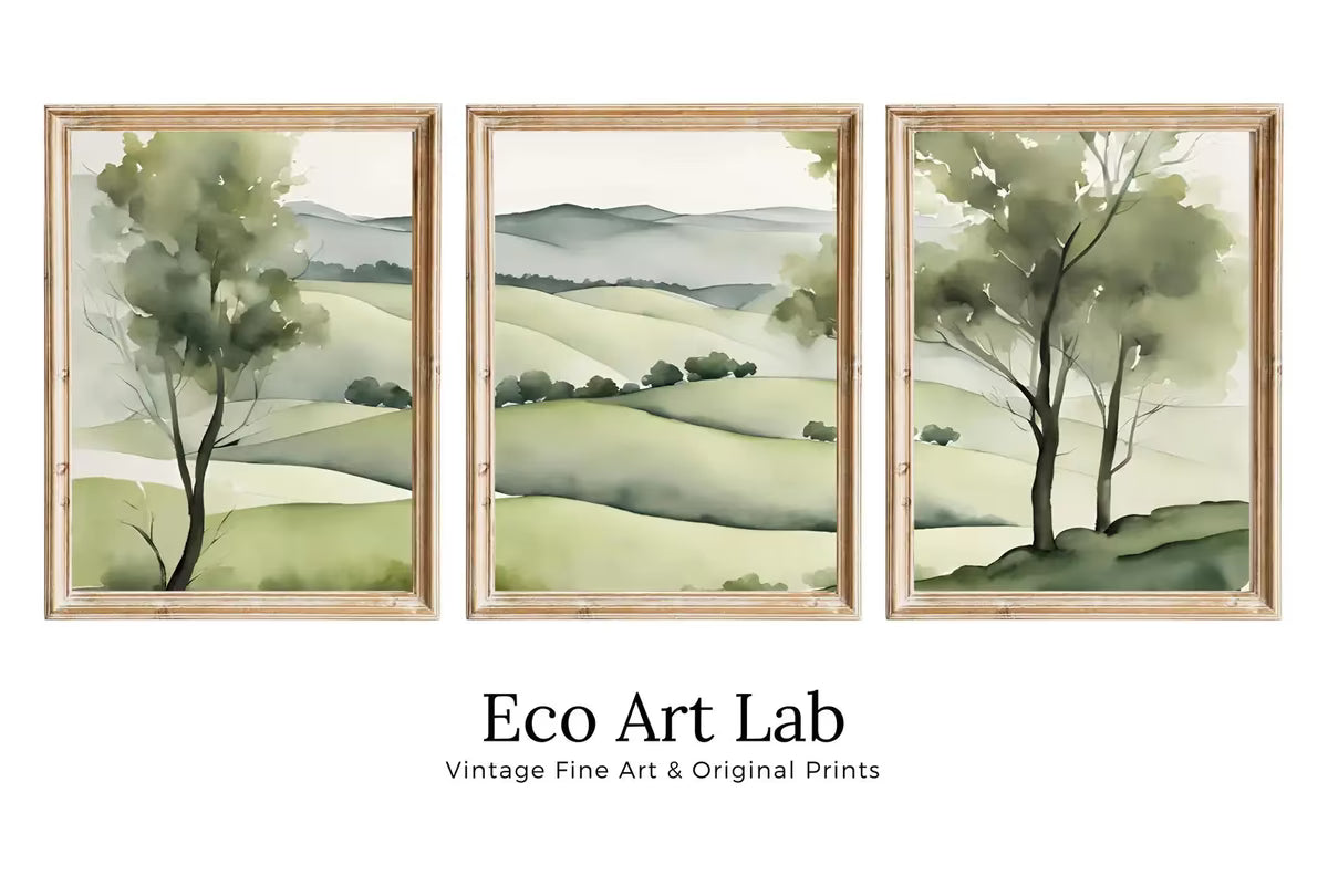 Sage Green Mountain Wall Art I Countryside Decor I Minimalist Prints I 3 Pieces Wall Art I Modern Home Decor – Printable Wall Art