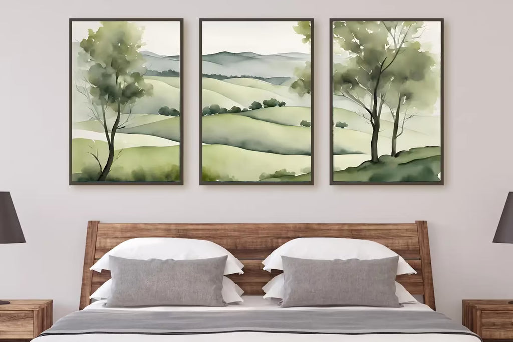 Sage Green Mountain Wall Art I Countryside Decor I Minimalist Prints I 3 Pieces Wall Art I Modern Home Decor – Printable Wall Art