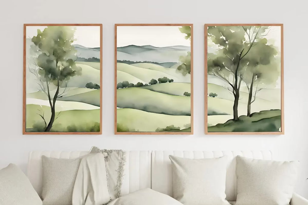 Sage Green Mountain Wall Art I Countryside Decor I Minimalist Prints I 3 Pieces Wall Art I Modern Home Decor – Printable Wall Art