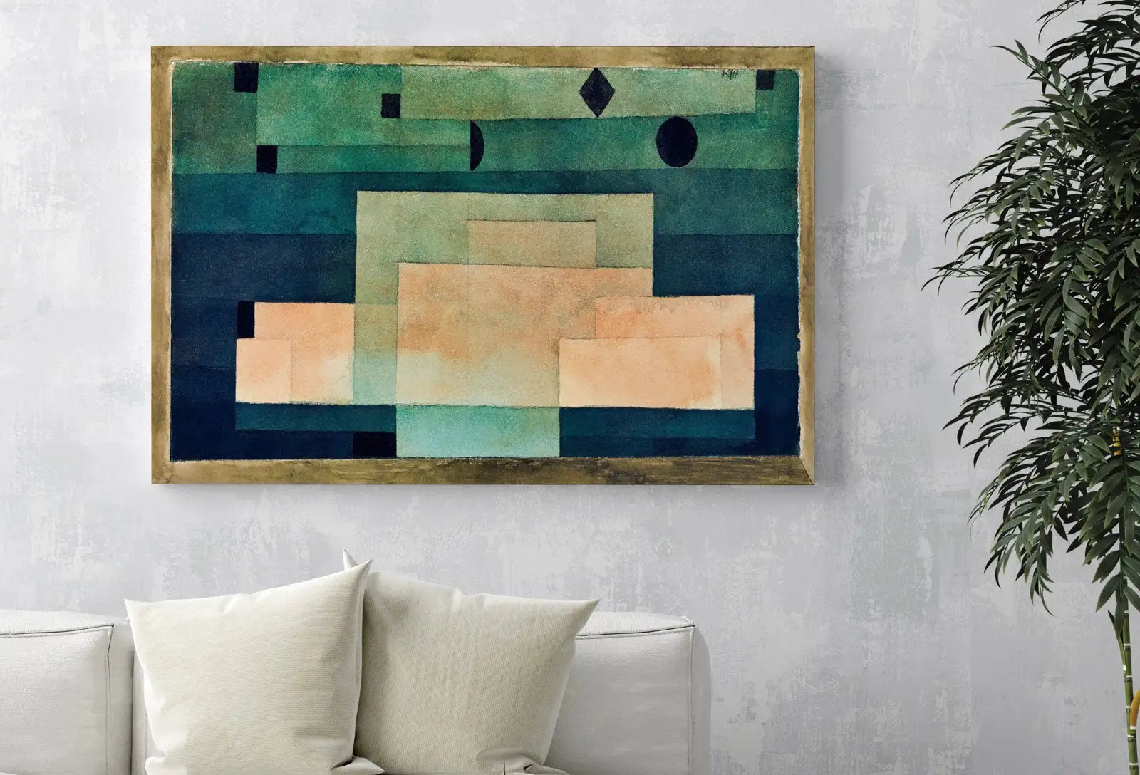 Tableau 4K pour Samsung Frame TV - Art Abstrait Vert Sauge. Téléchargement instantané. Décoration minimaliste. Art imprimable de Paul Klee en vert sauge.