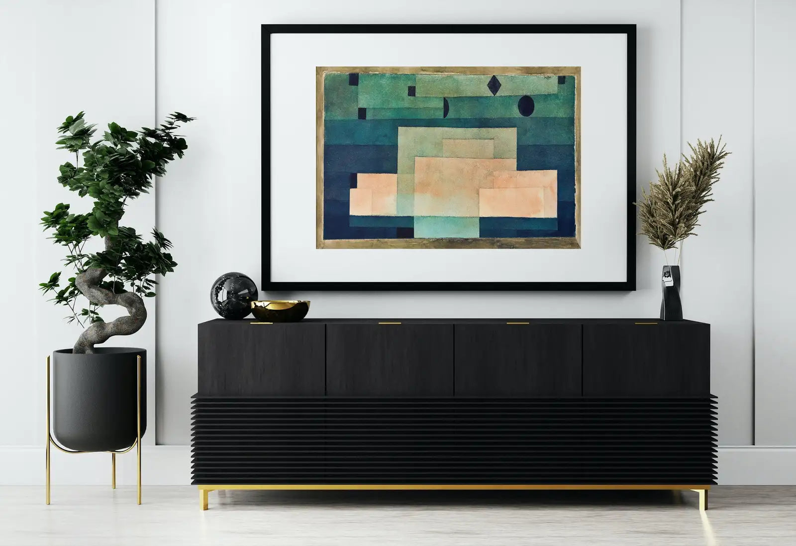 Tableau 4K pour Samsung Frame TV - Art Abstrait Vert Sauge. Téléchargement instantané. Décoration minimaliste. Art imprimable de Paul Klee en vert sauge.