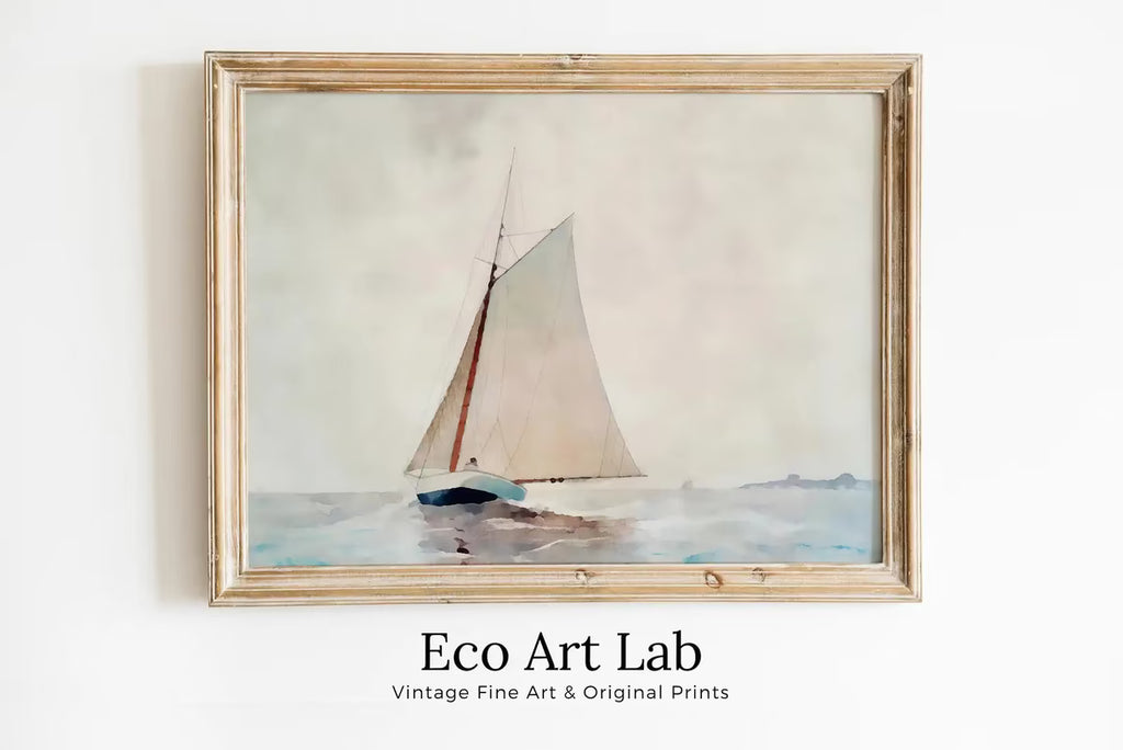 Sail Boat At Sea Print, Nautical Wall Decor, Sailboat Print Boat Art, Printable Wall Art Prints, Digital Print, Print Wall Art, Boat Print – Printable Wall Art