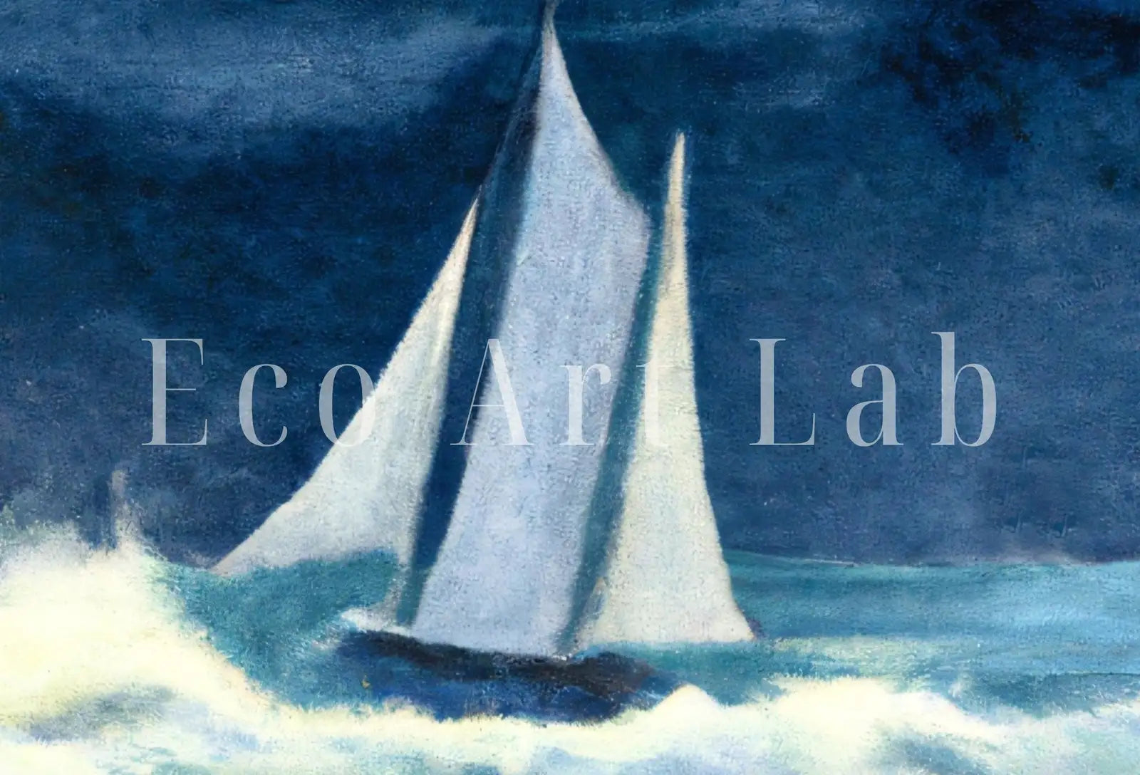Voilier en pleine tempête - Art mural imprimable, décoration murale nautique, impression d’art de bateau, impression numérique de style vintage.