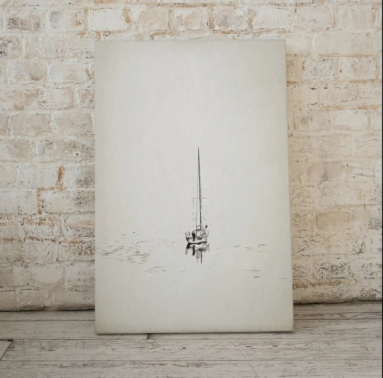 Sailboat Art Print Nautical Wall Art. Minimalist Boat Artwork. Lone Sail Boat at Sea. Neutral Sailboat Decor. Printable Download Digital Art – Printable Wall Art Digital Download – Digital Download