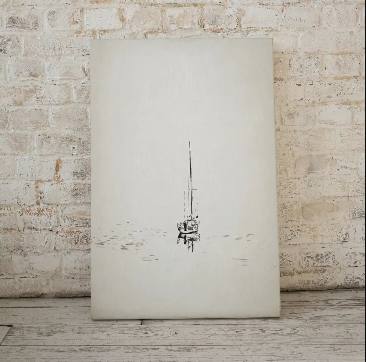 Sailboat Art Print Nautical Wall Art. Minimalist Boat Artwork. Lone Sail Boat at Sea. Neutral Sailboat Decor. Printable Download Digital Art – Printable Wall Art