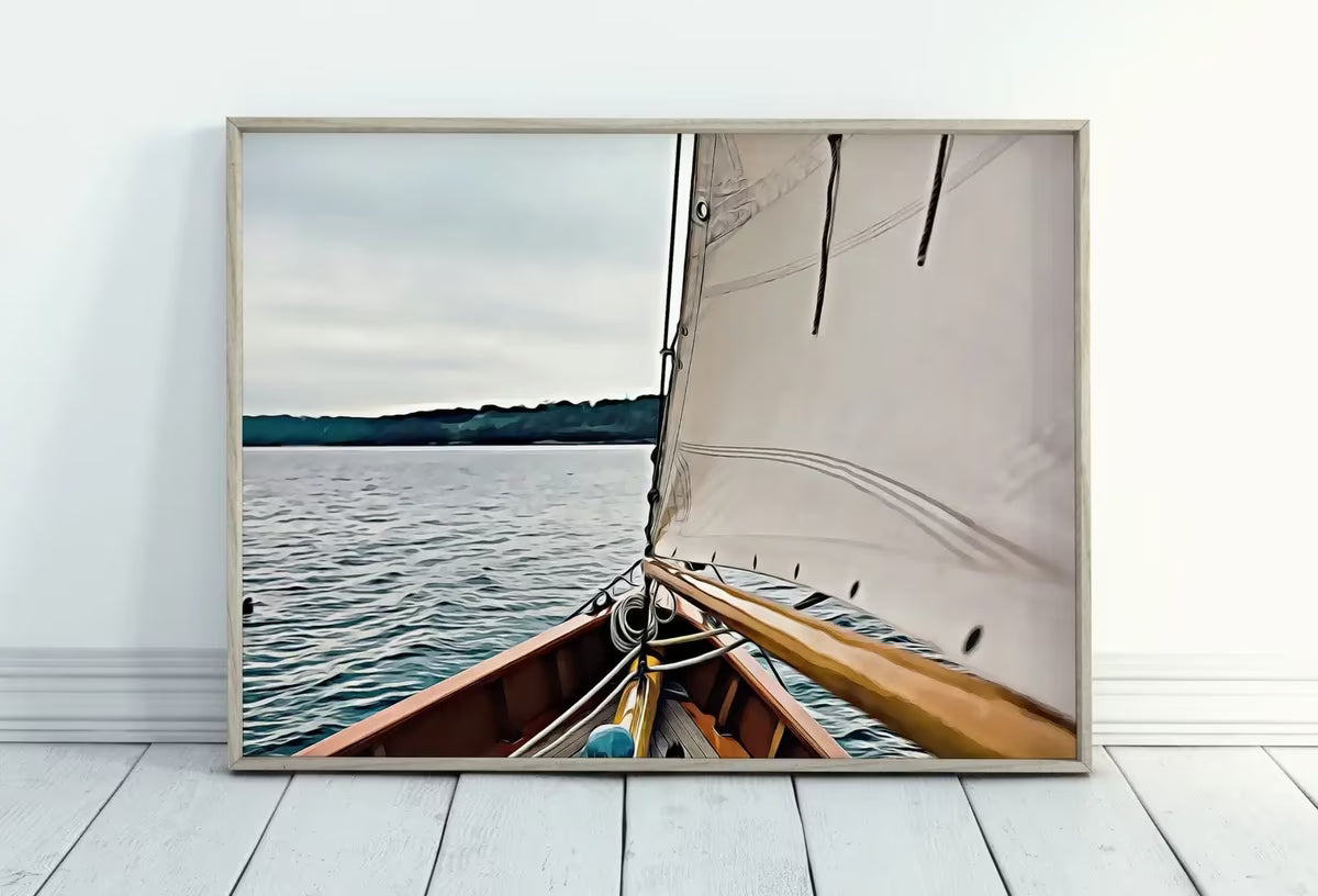 Sailboat Painting Nautical Wall Art. Instant Download Sailboat Print. Seascape Digital Painting of Boats Artwork. Printable Sailing Prints – Printable Wall Art