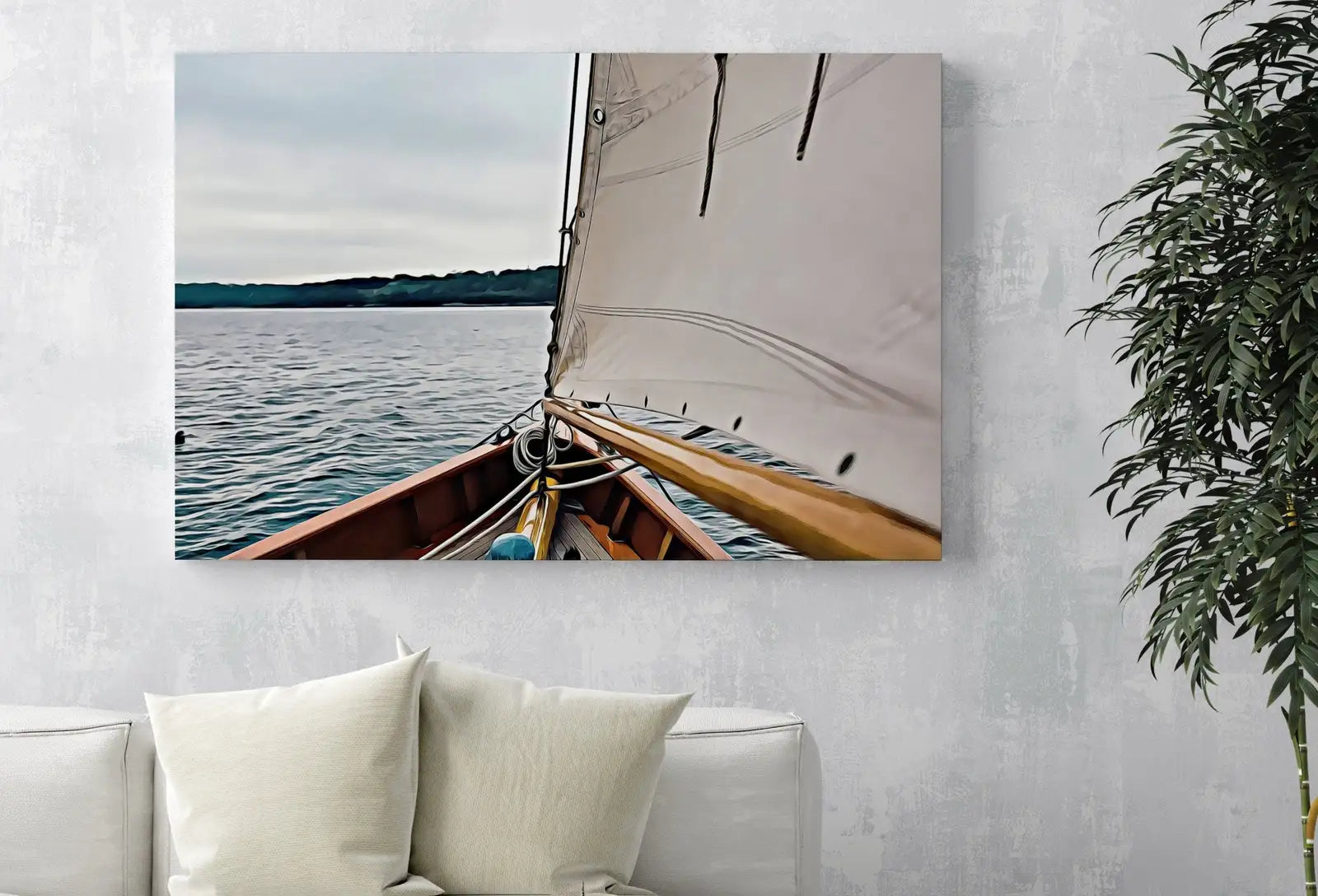 Peinture de voilier, art mural nautique. Téléchargement instantané de voilier. Peinture numérique de paysage marin d’œuvres d’art. Art de voile
