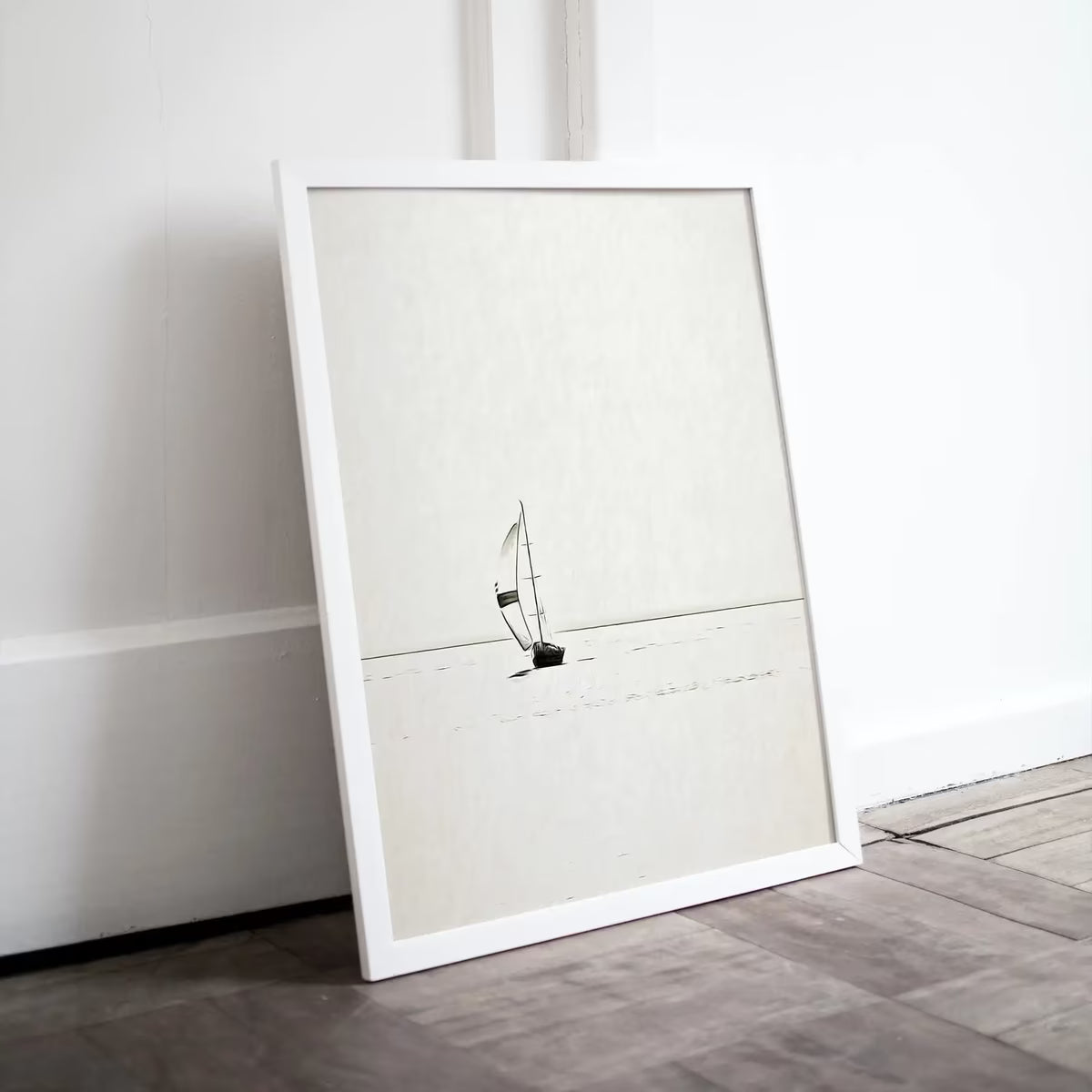 Sailboat Print Nautical Wall Art. Minimalist Boat Artwork. Lone Sail Boat at Sea. Neutral Sailboat Decor. Printable Download. Digital Print – Printable Wall Art