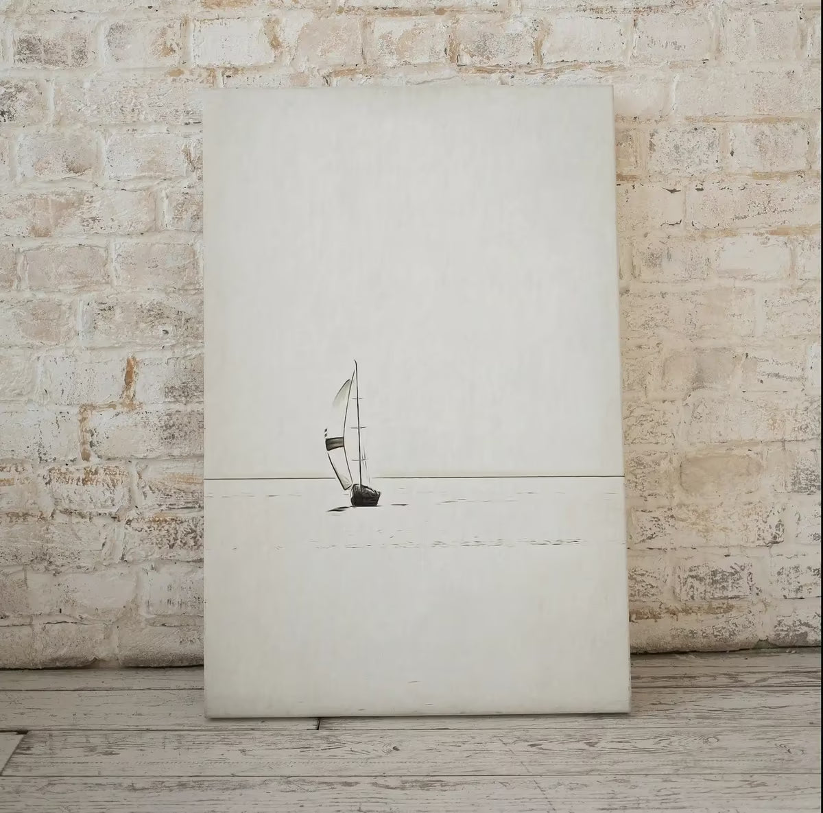 Sailboat Print Nautical Wall Art. Minimalist Boat Artwork. Lone Sail Boat at Sea. Neutral Sailboat Decor. Printable Download. Digital Print – Printable Wall Art