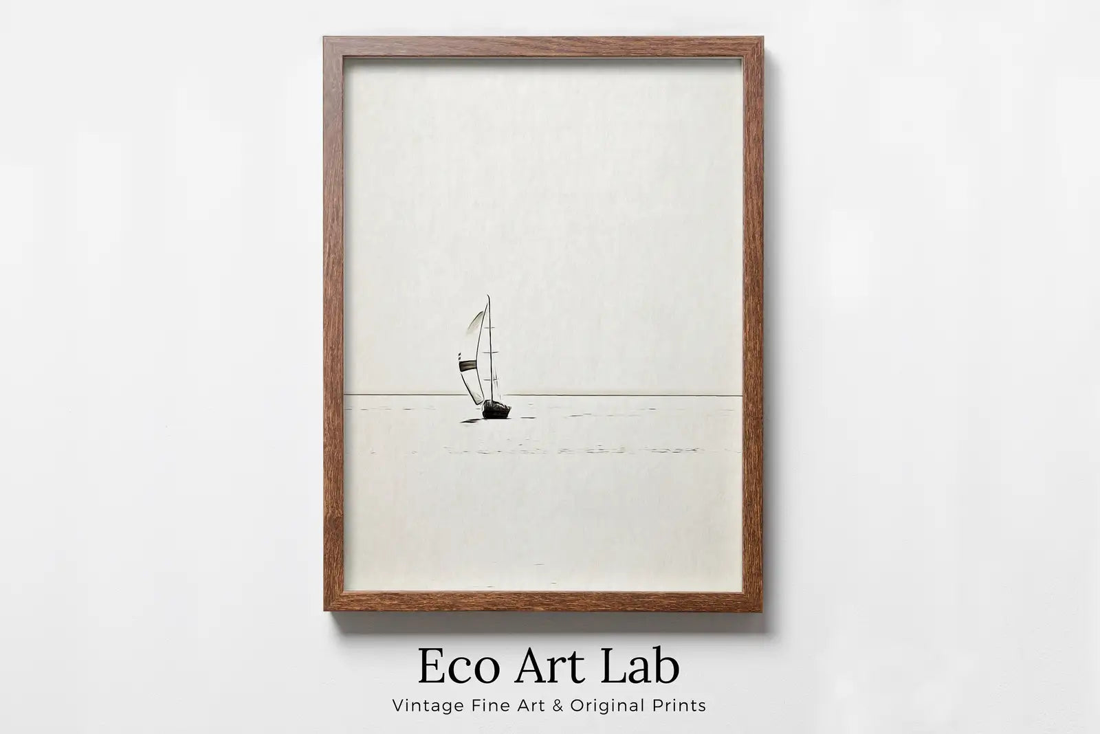 Sailboat Print Nautical Wall Art. Minimalist Boat Artwork. Lone Sail Boat at Sea. Neutral Sailboat Decor. Printable Download. Digital Print – Printable Wall Art Digital Download – Digital Download
