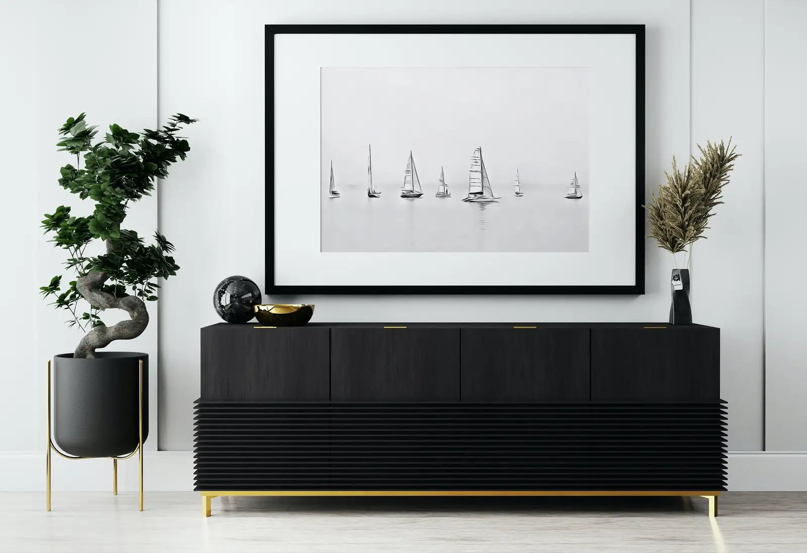 Sailboats Artwork Print Nautical Wall Art. Minimalist Sailing Art. Boats on Open Sea. Black and White Sailboat Decor. Printable Download Art – Printable Wall Art Digital Download – Digital Download