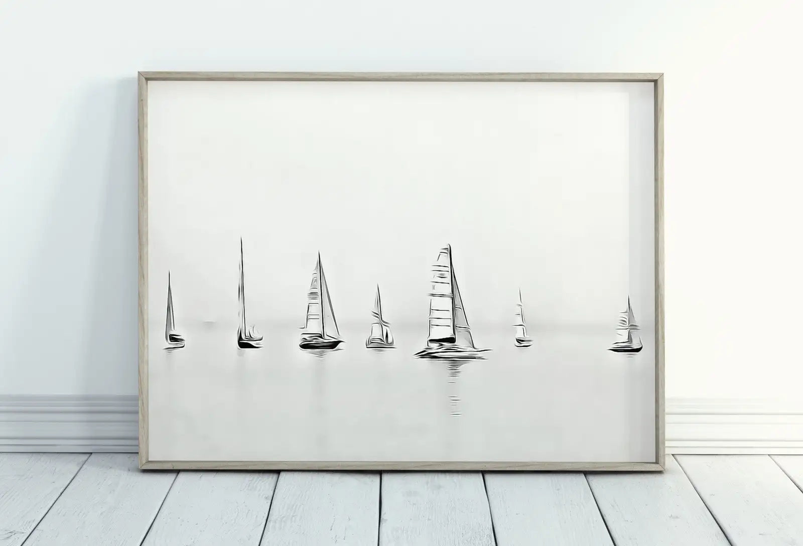 Sailboats Artwork Print Nautical Wall Art. Minimalist Sailing Art. Boats on Open Sea. Black and White Sailboat Decor. Printable Download Art – Printable Wall Art Digital Download – Digital Download