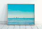 Impression de voiliers, art mural nautique. Art à télécharger, voiliers en mer, peinture numérique, art mural côtier coloré. Art mural à imprimer