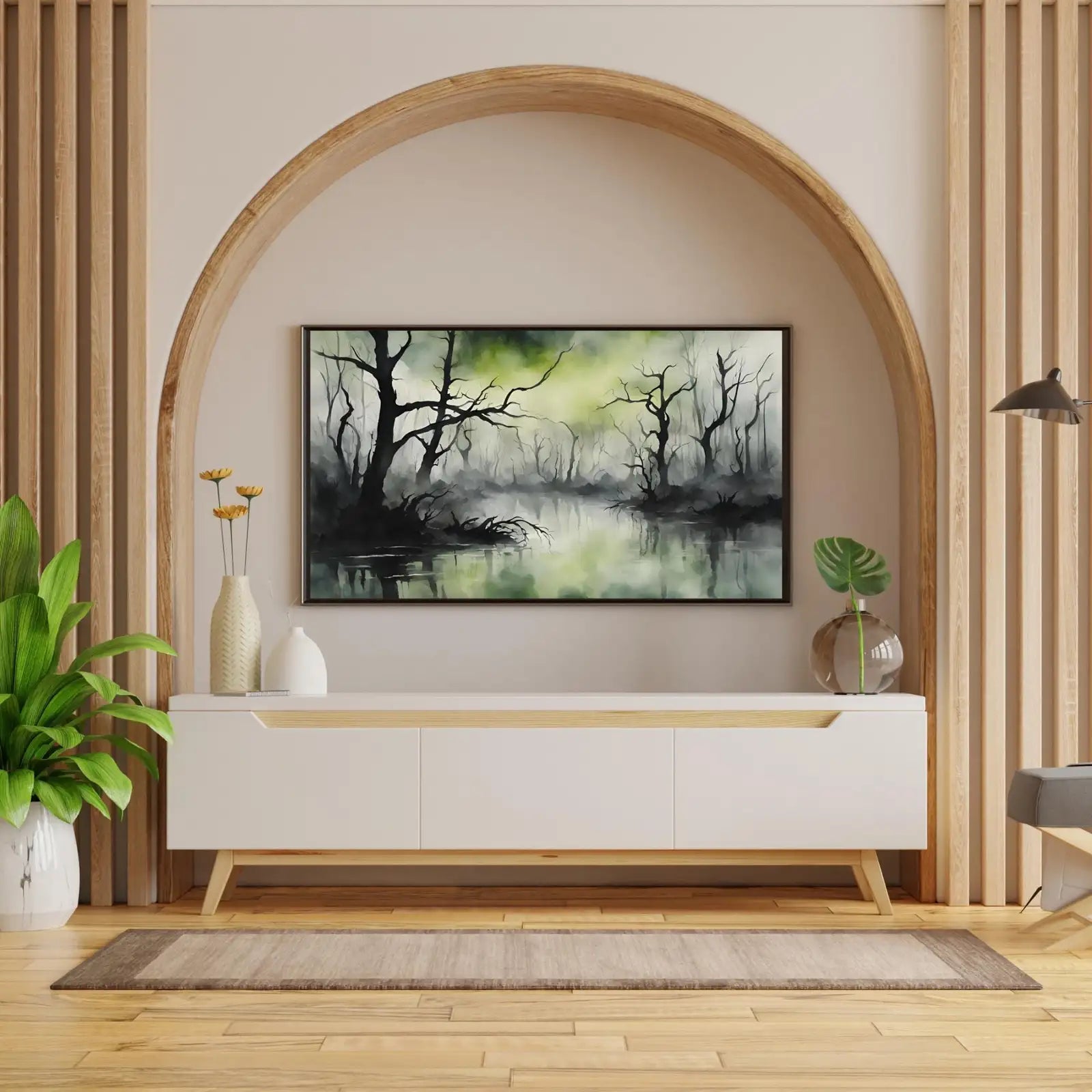 Samsung Frame Art for 4K TV I Dark Green Minimalist Wall Decor I Unique Artwork for Frame TV – Frame TV Digital Download Art – Digital Download