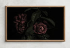 Detail view of artwork from Samsung Frame TV 4K Dark Roses Photography Art. Red Roses Decor Flowers Digital Download. Floral Botanical Art Nature Decor. (variation 2)