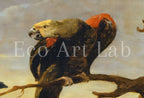 Detail view of artwork from Samsung Frame TV 4K: Group of Birds Perched on Branches. Oil Vintage Painting (1630). (variation 1)