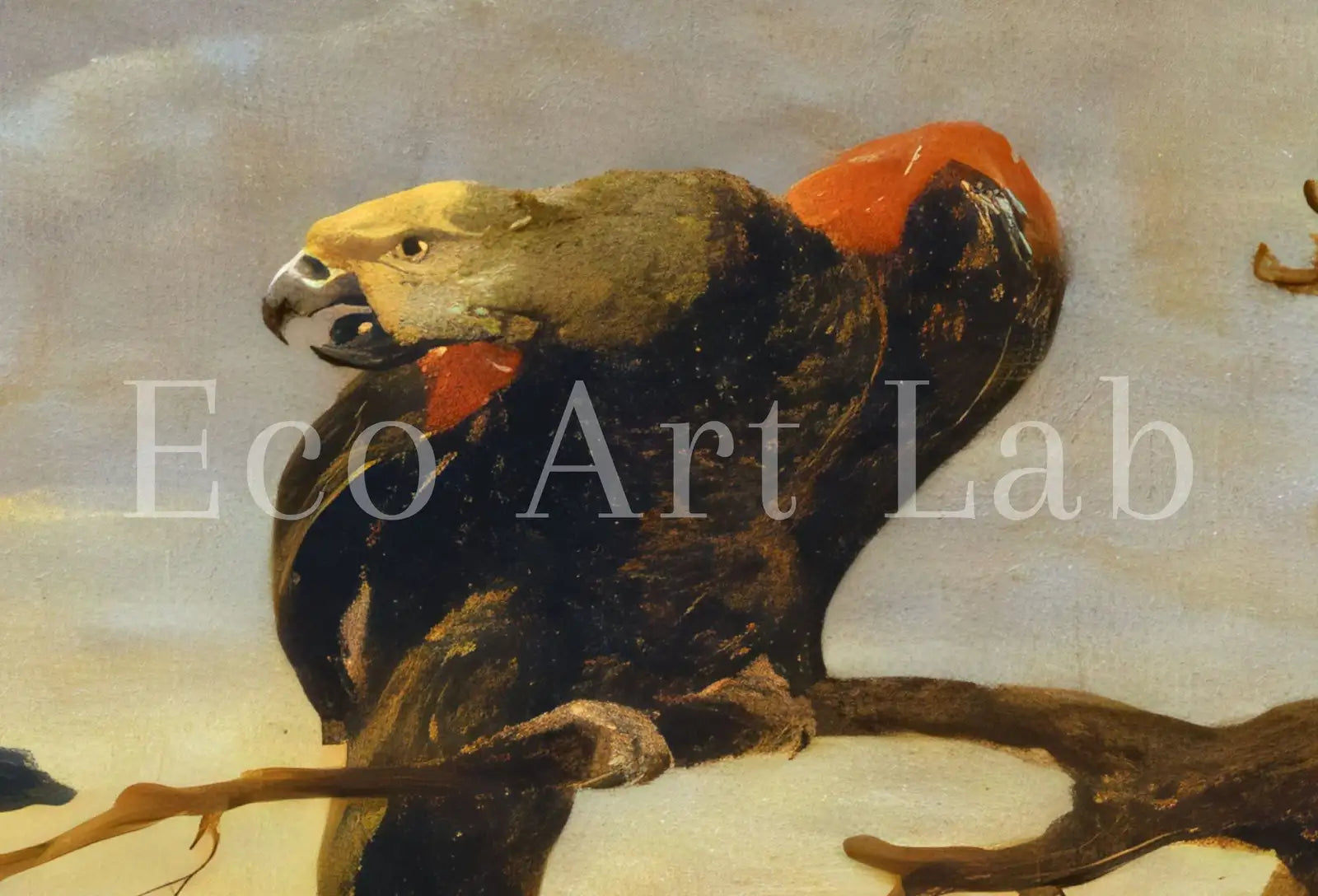 Detail view of artwork from Samsung Frame TV 4K: Group of Birds Perched on Branches. Oil Vintage Painting (1630). (variation 1)
