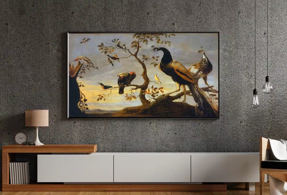 Samsung Frame TV 4K: Group of Birds Perched on Branches. Oil Vintage Painting (1630) – Frame TV  Art