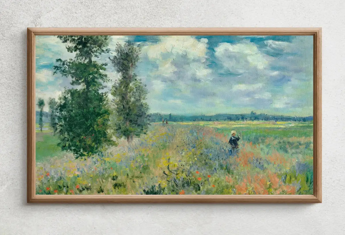 Detail view of artwork from Samsung Frame TV Art 4K & 8K Famous Poppy Field Claude Monet Painting. Instant Download Landscape Wall Art for the Frame TV Vintage Wall Art. (variation 2)