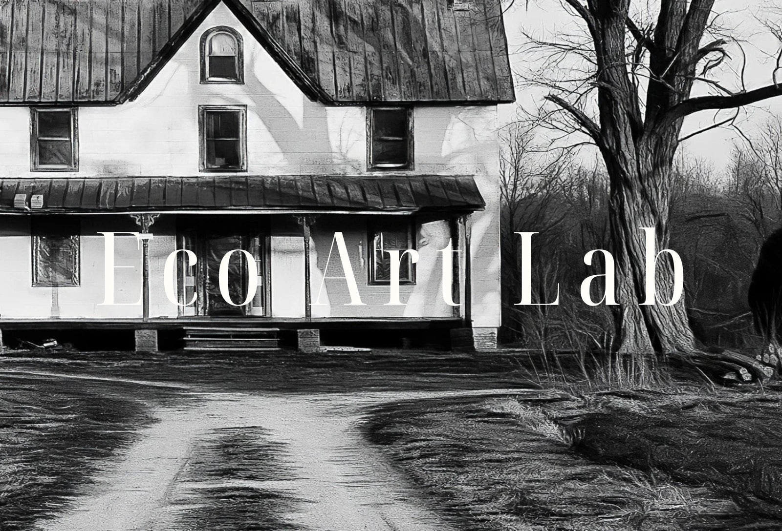 Detail view of artwork from Samsung Frame TV Art 4K Abandoned Haunted House. Dark Creepy Landscape Instant Download. Scary Frame TV Art. Art for the Samsung Frame TV. (variation 1)